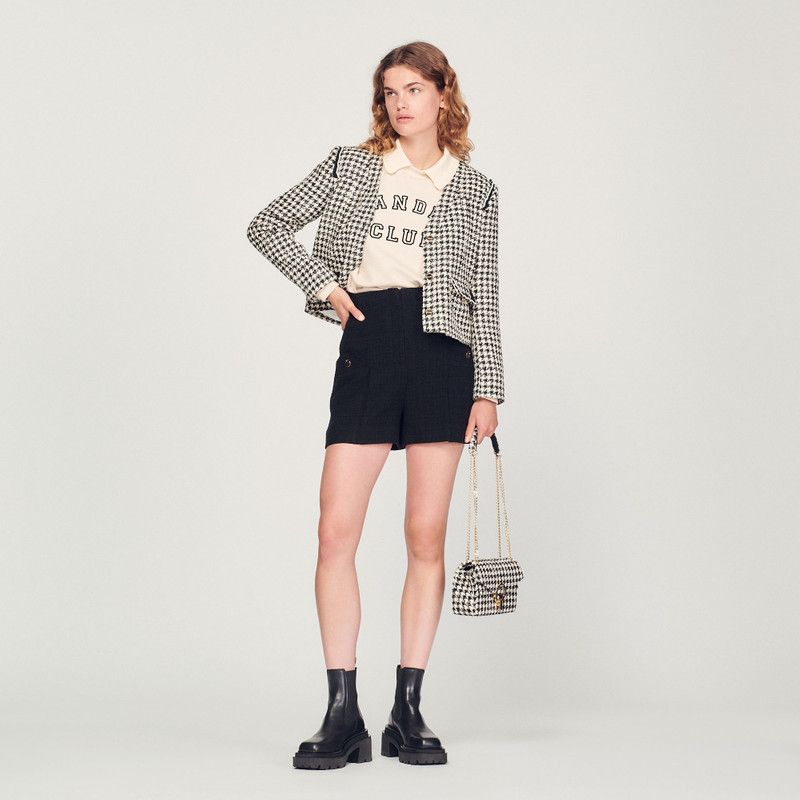 Sandro Yza tweed houndstooth bag outlook