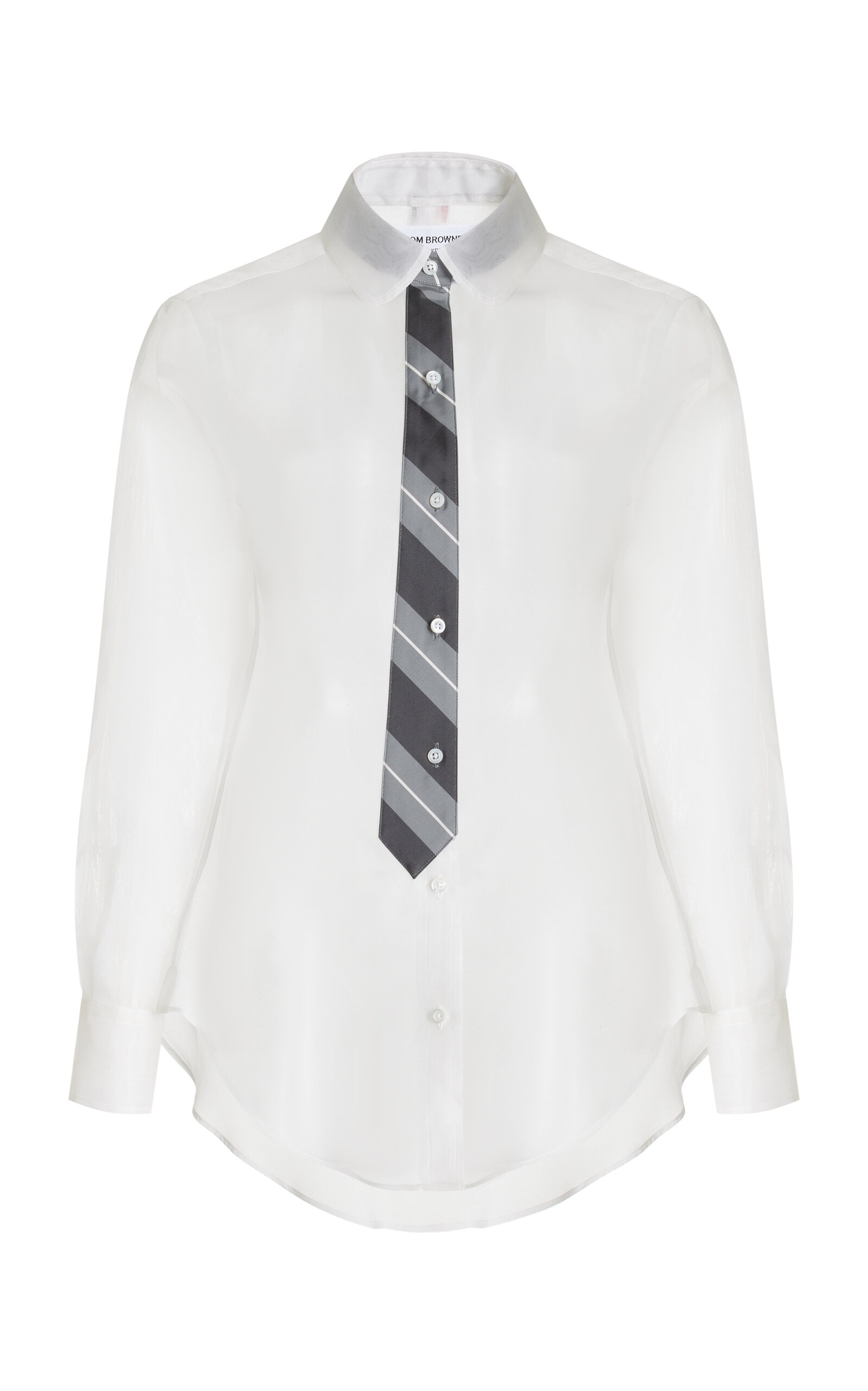 Tie-Appliquéd Silk Organza Shirt white - 1