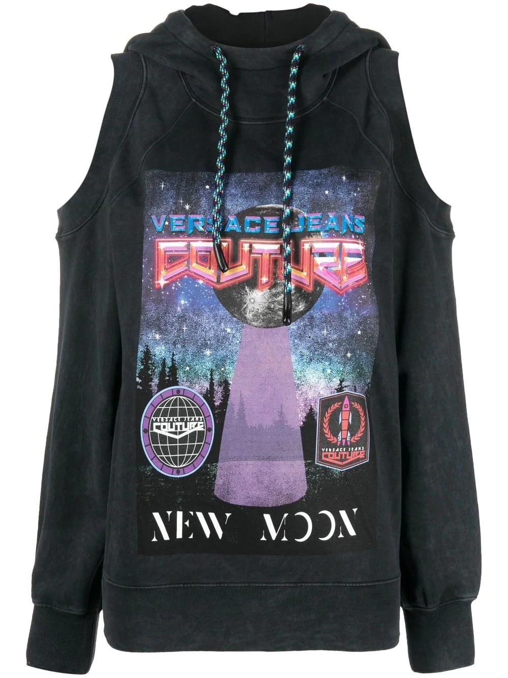 cut-out sleeve hoodie - 1
