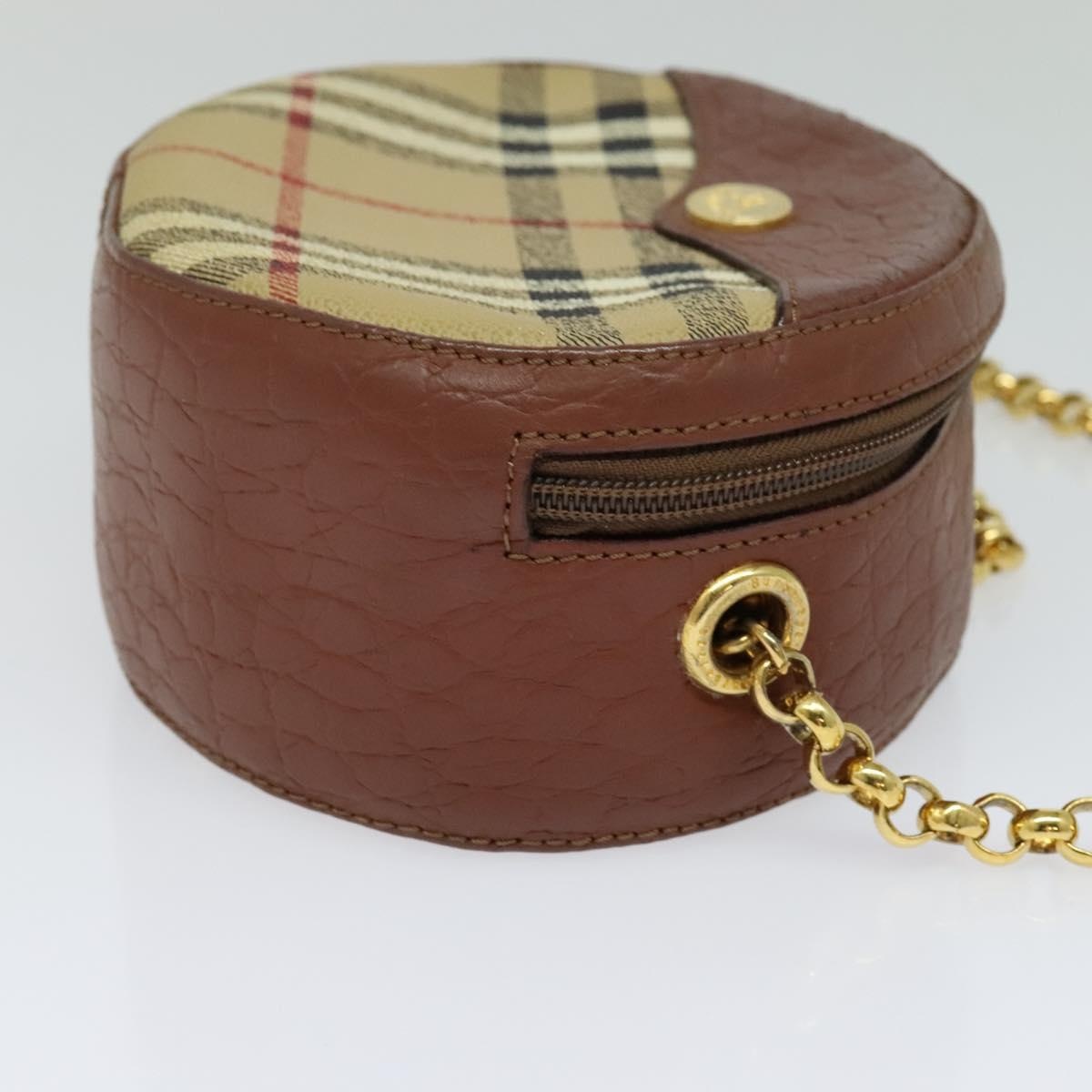 Burberry Nova Check Chain Shoulder Bag Pvc Leather Brown Beige - 4