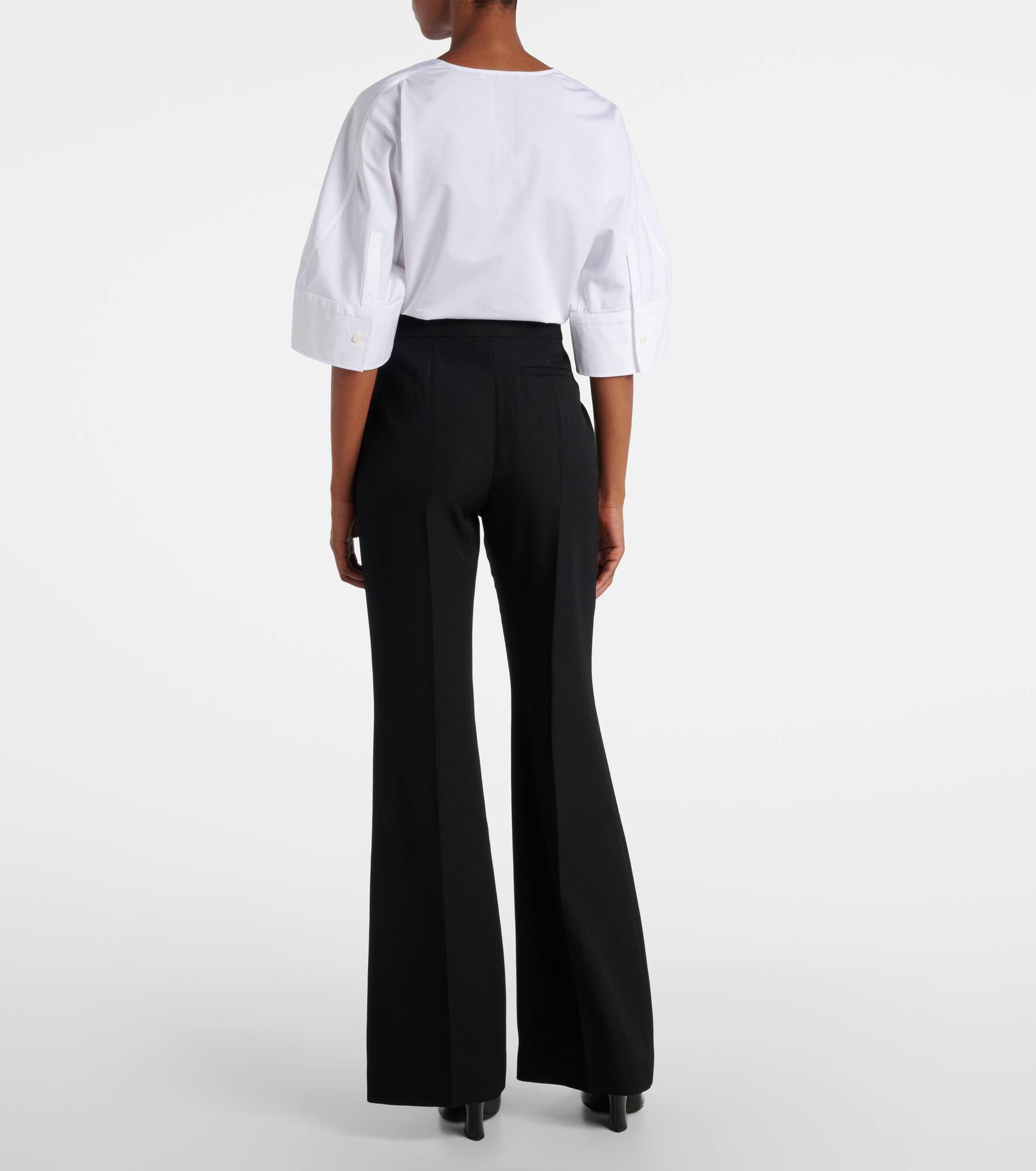 Mid-rise wool flared pants - 3