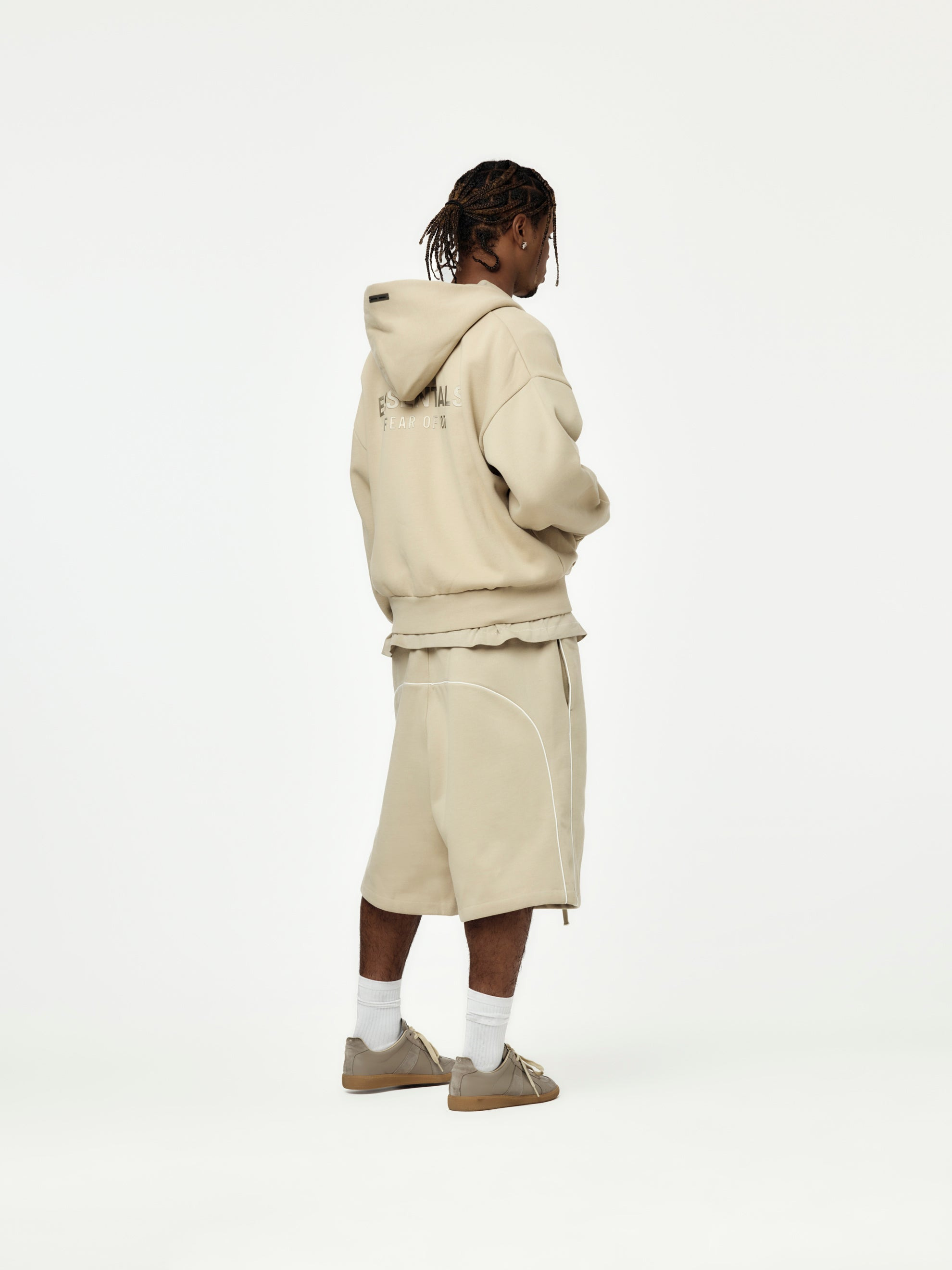 RELAXED FLEECE SWEATSHORT WITH PIPING (TIMBER) - 5