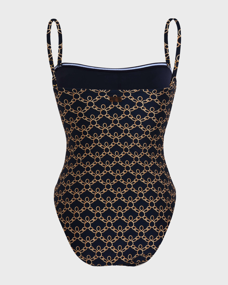 WOMEN BUSTIER ONE-PIECE SWIMSUIT TURTLES CHAIN 5