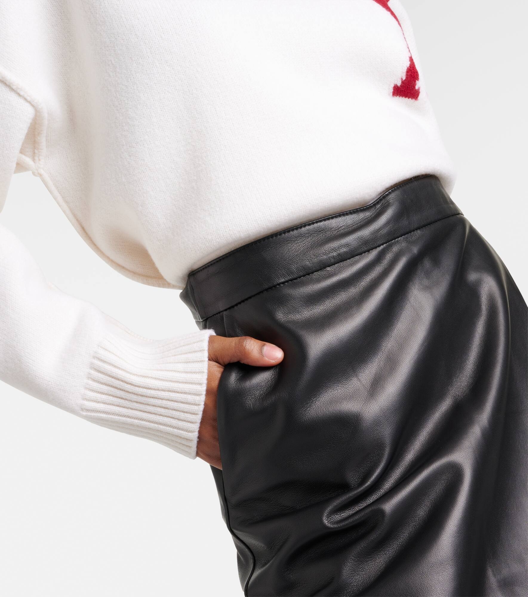 Wrap leather midi skirt - 6