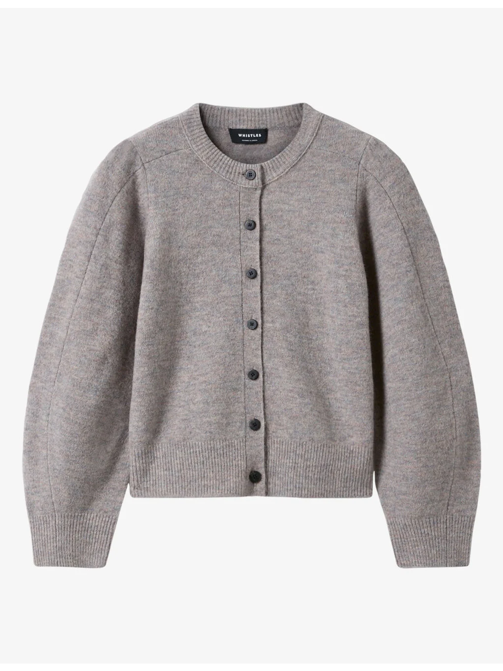Puff-Sleeved Round-Neck Wool-Blend Cardigan - 1