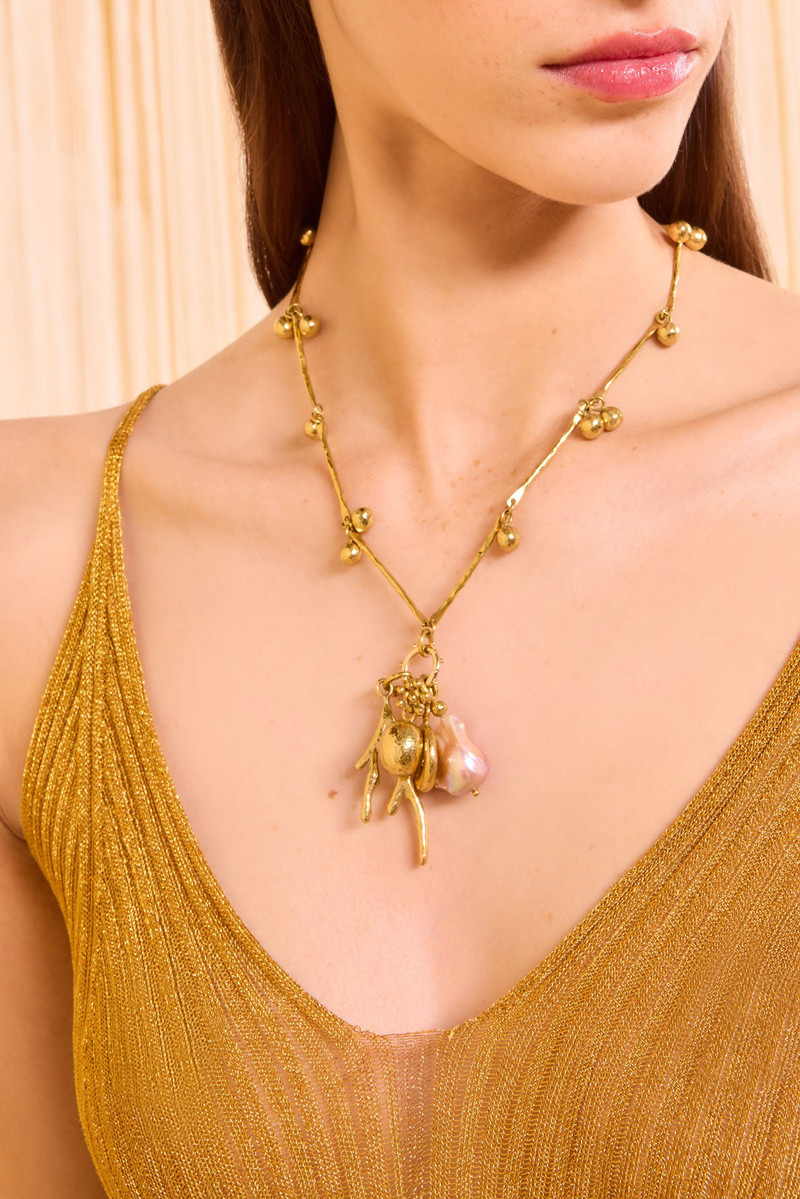 ULLA JOHNSON Petrina Mix Motif Coral Necklace outlook