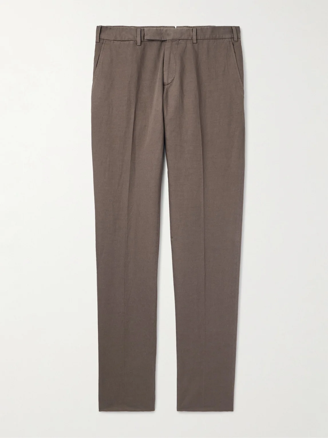 Slim-Fit Tapered Cotton and Linen-Blend Twill Trousers - 1