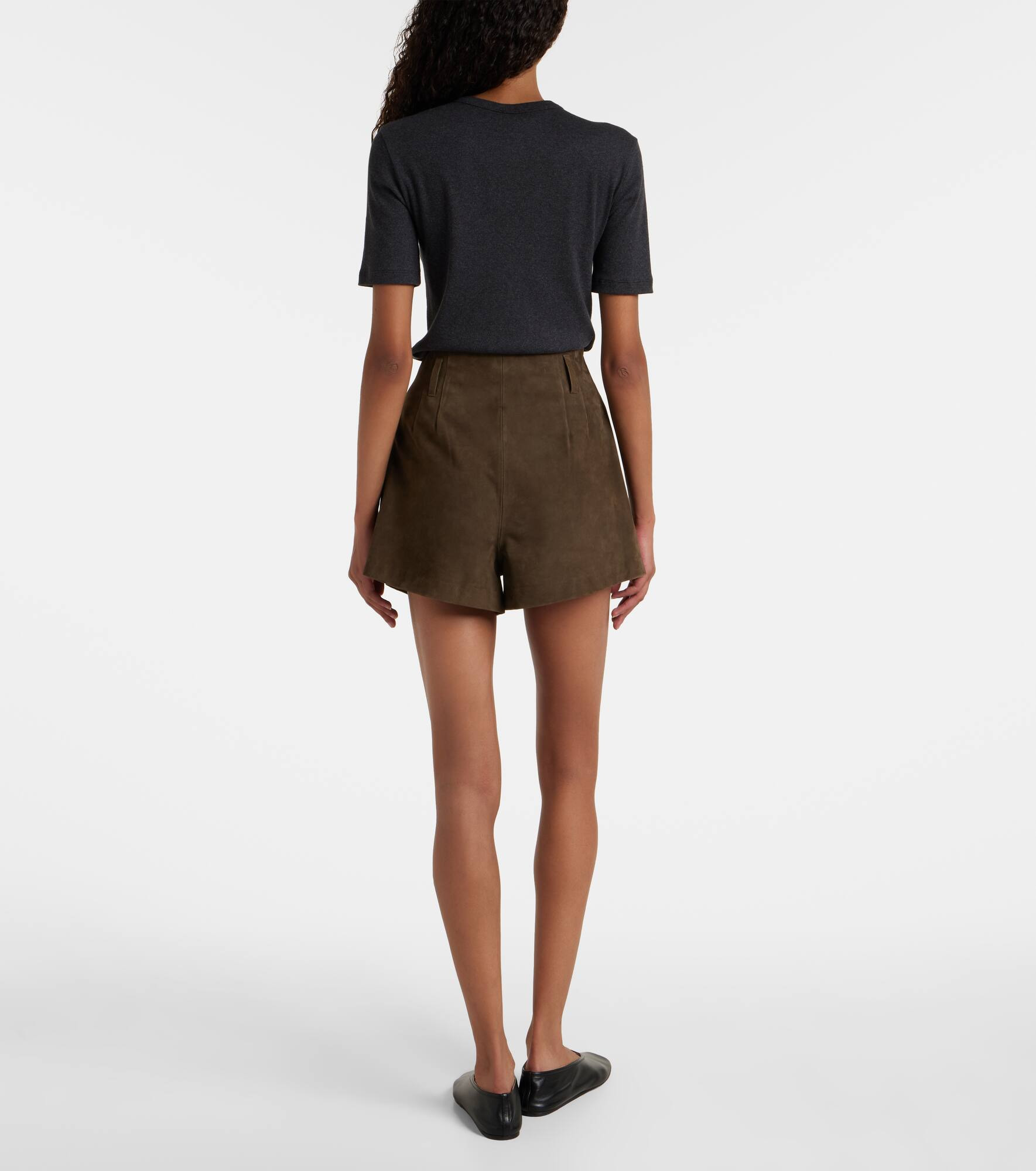 Lise high-rise suede shorts - 3