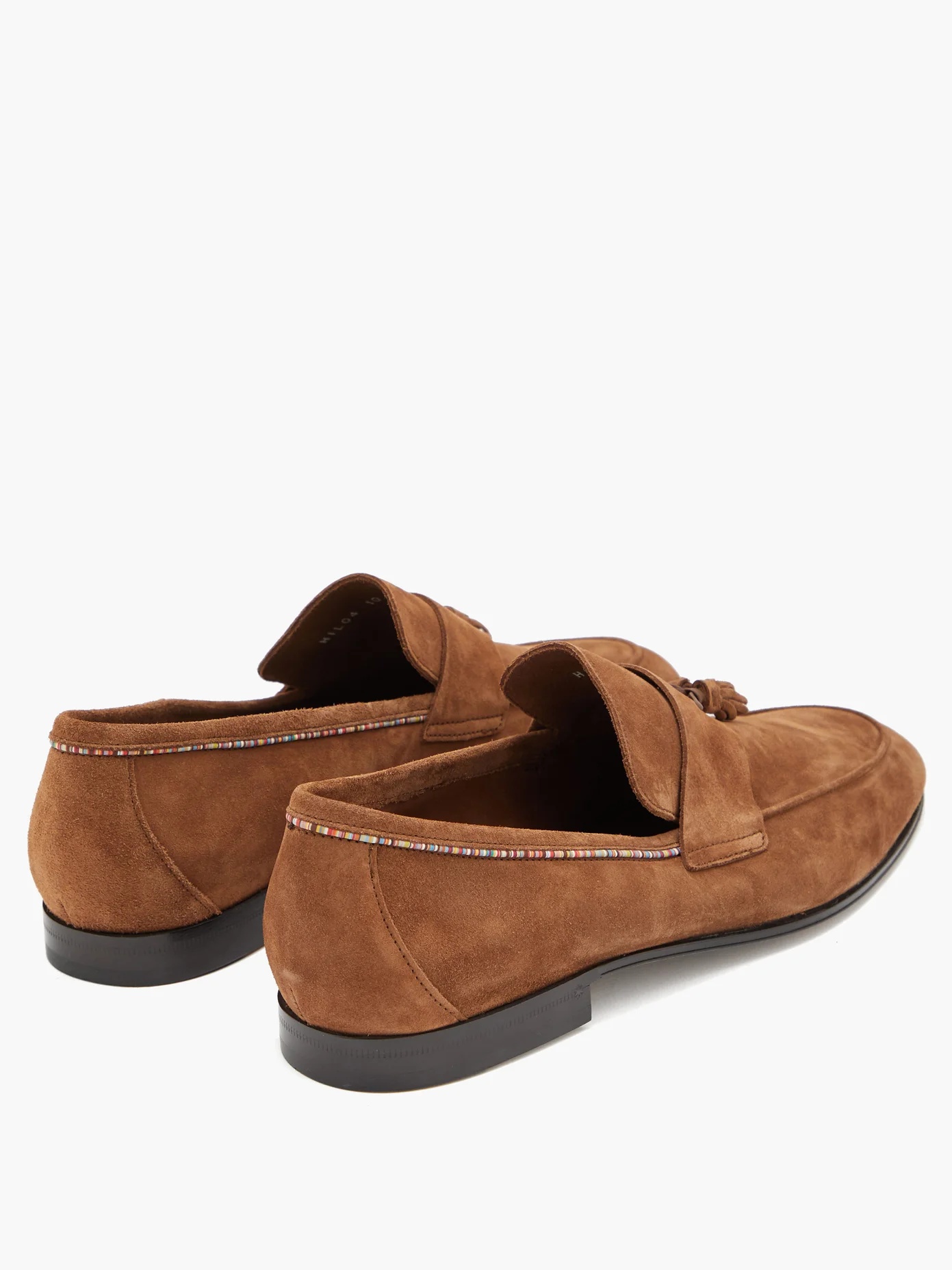 Hilton Signature-stripe tasselled suede loafers - 5