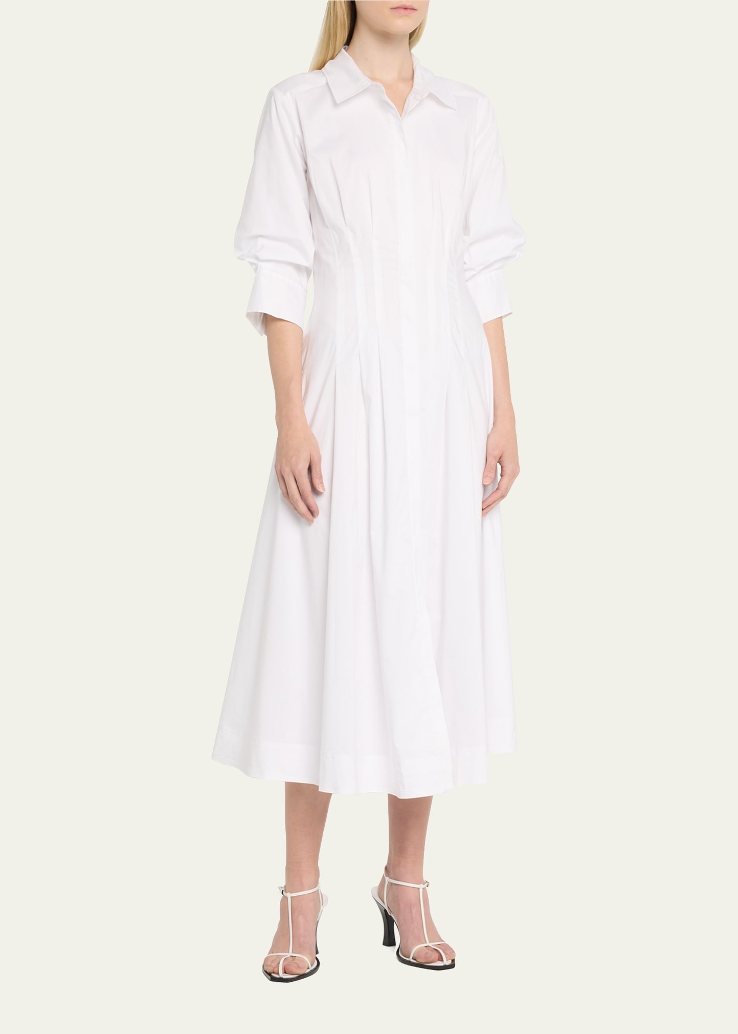 Jazz Core Cotton Poplin Pintuck Midi Dress - 4