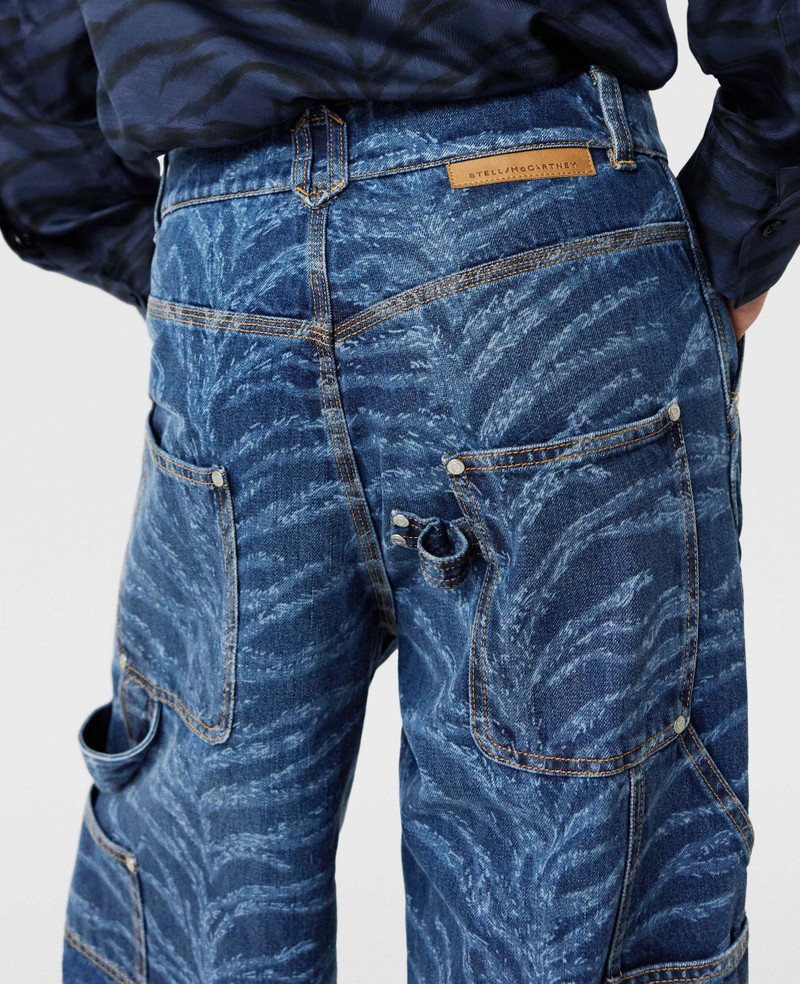 Tiger Pattern High-Rise Straight Leg Cargo Jeans 3