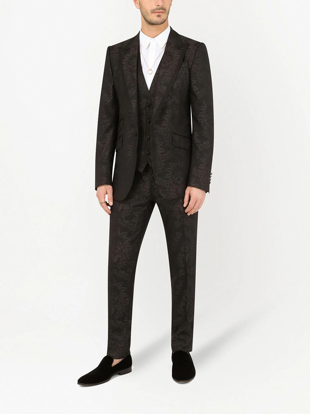 patterned-jacquard single-breasted suit - 2