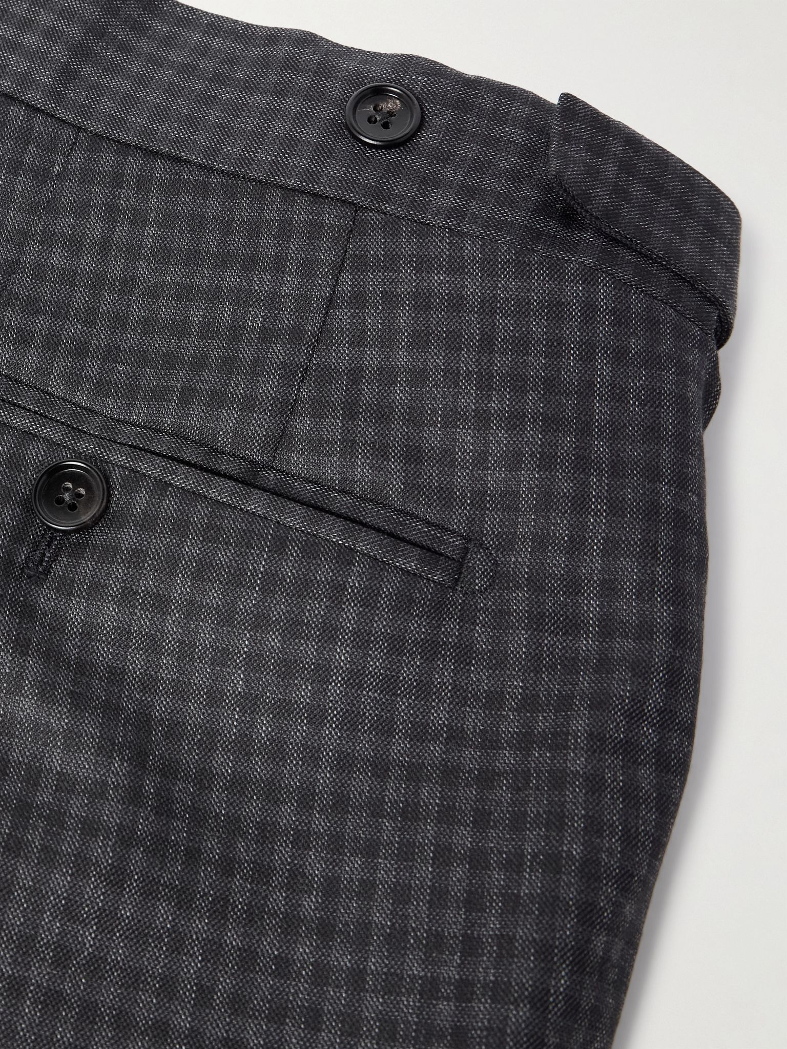 Dyllan Checked Wool Suit Trousers Gray - 5