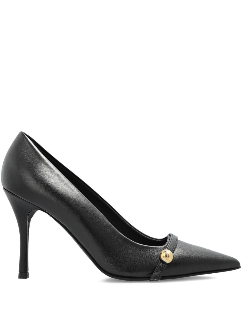 100mm leather heeled pumps 1