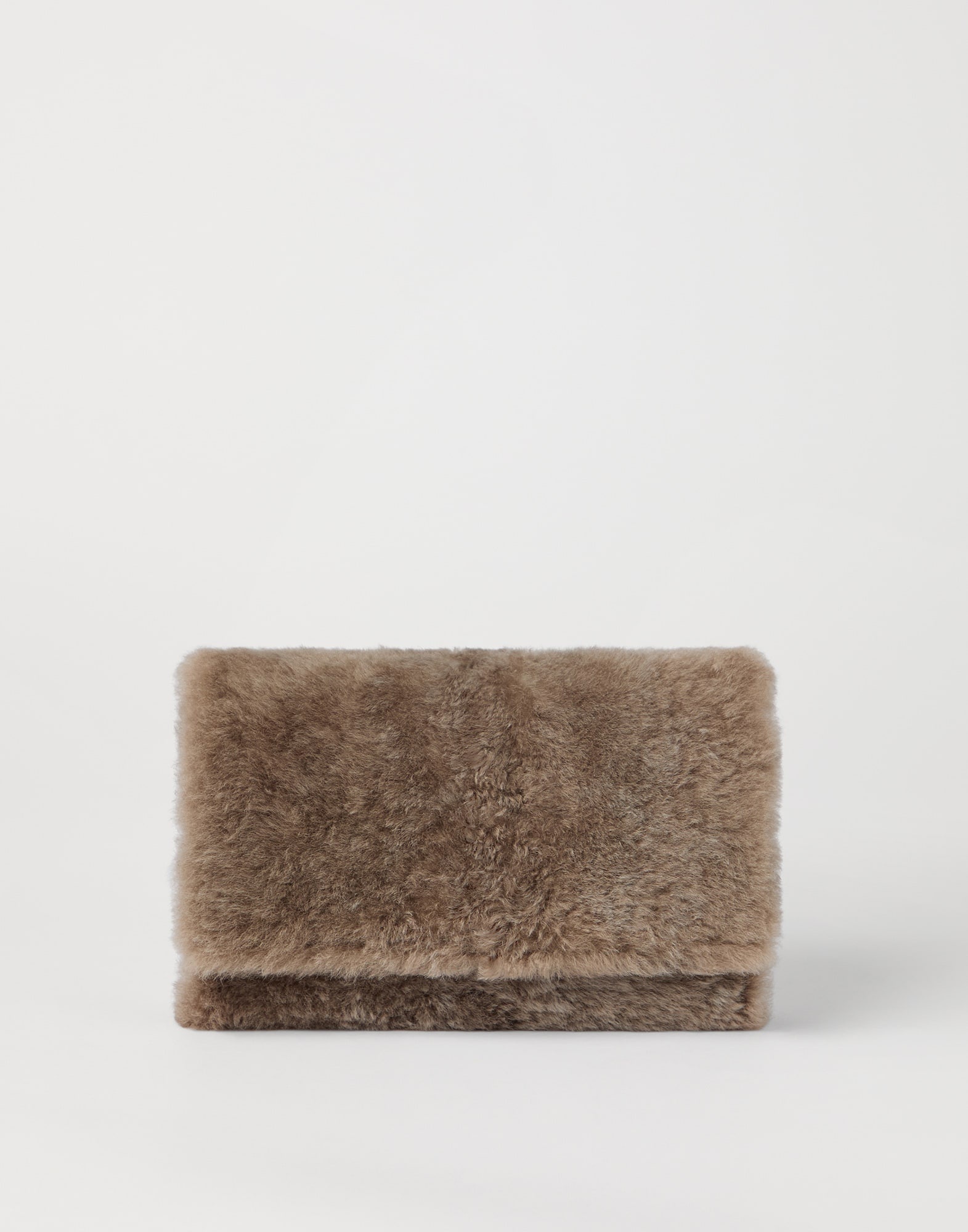 Frosty-effect shearling clutch bag - 1