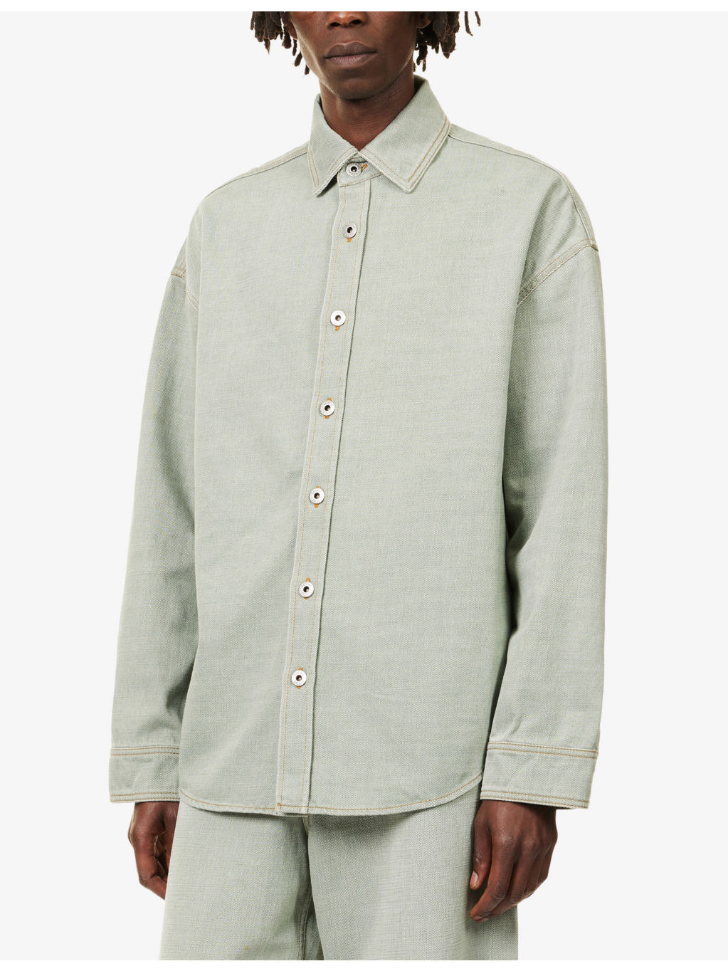 Curved-Hem Relaxed-Fit Denim Shirt - 3