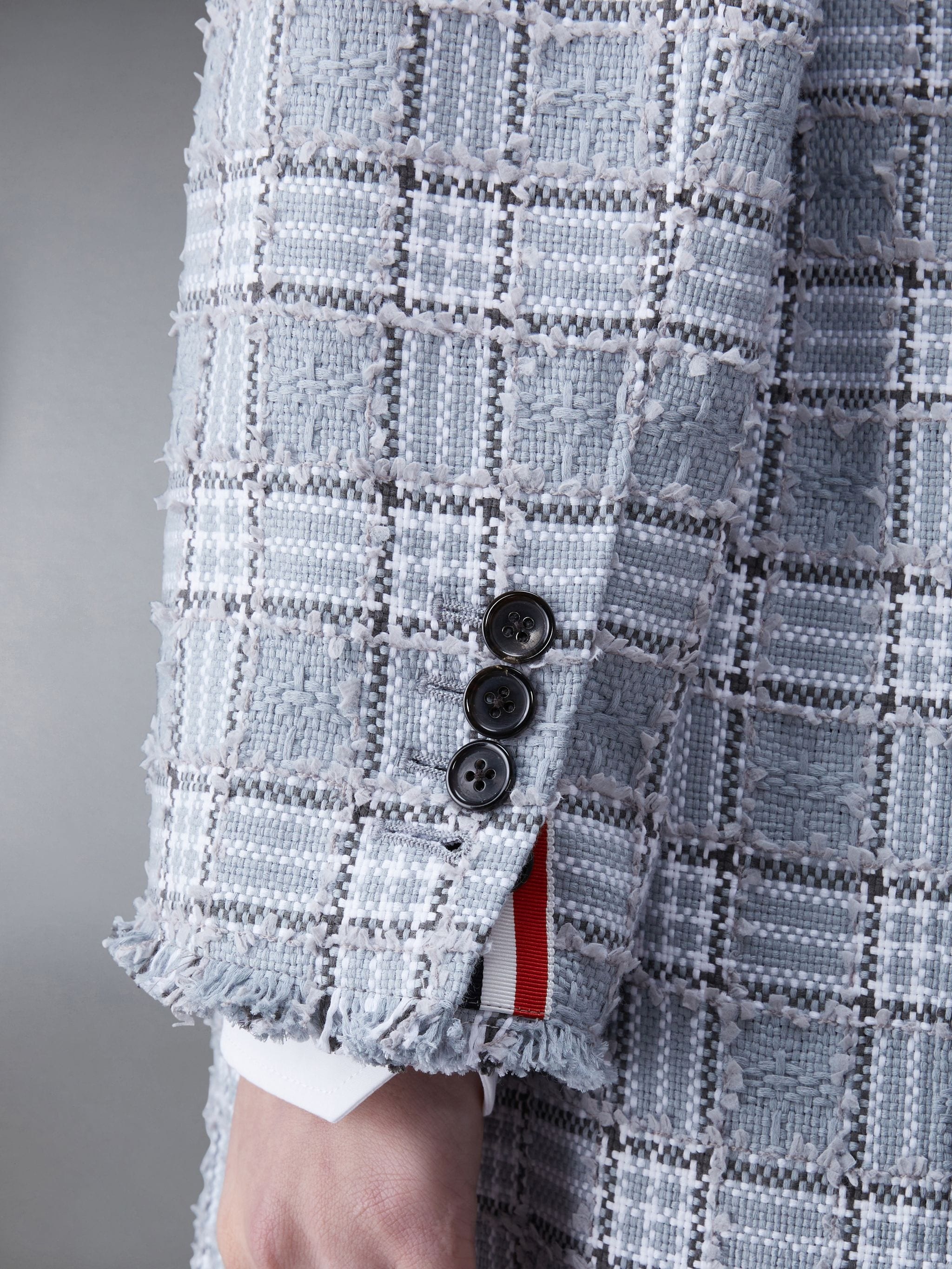 Prince of Wales Check Tweed Frayed Oversized Sack Sport Coat - 6