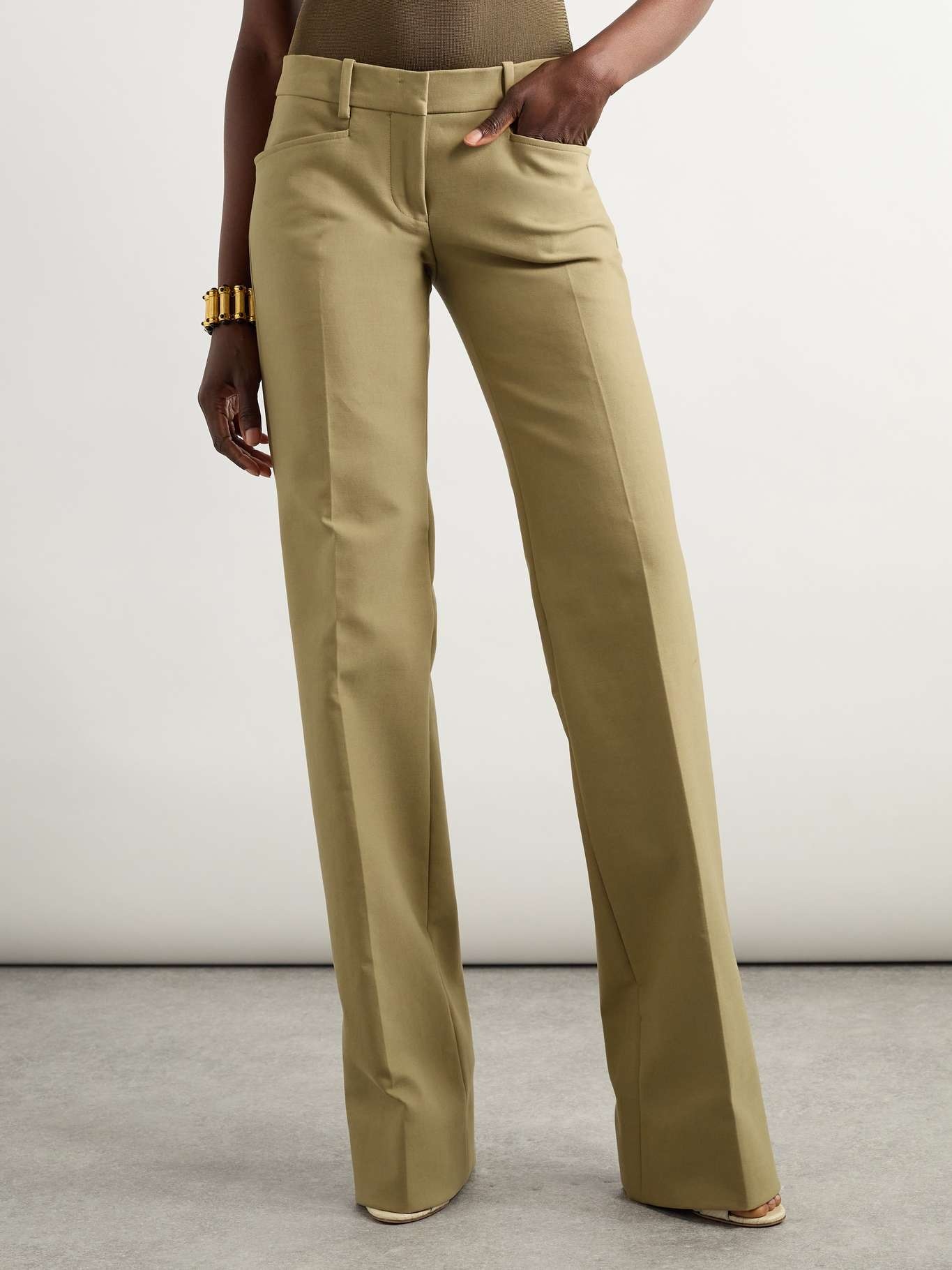 Straight-leg stretch-cotton trousers Army green - 3