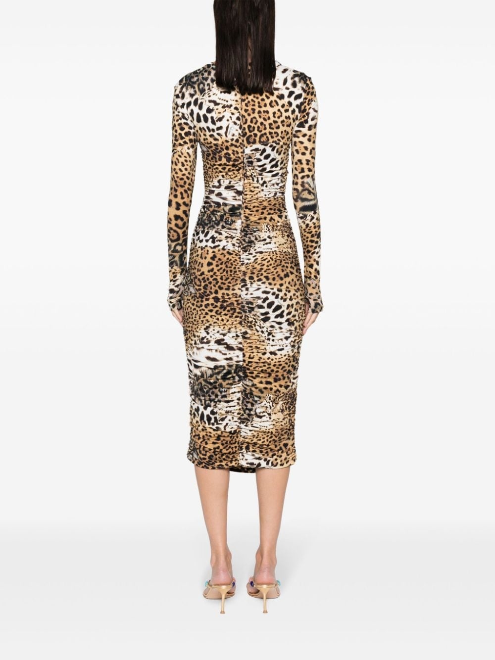 Jaguar Skin-print ruched dress - 4