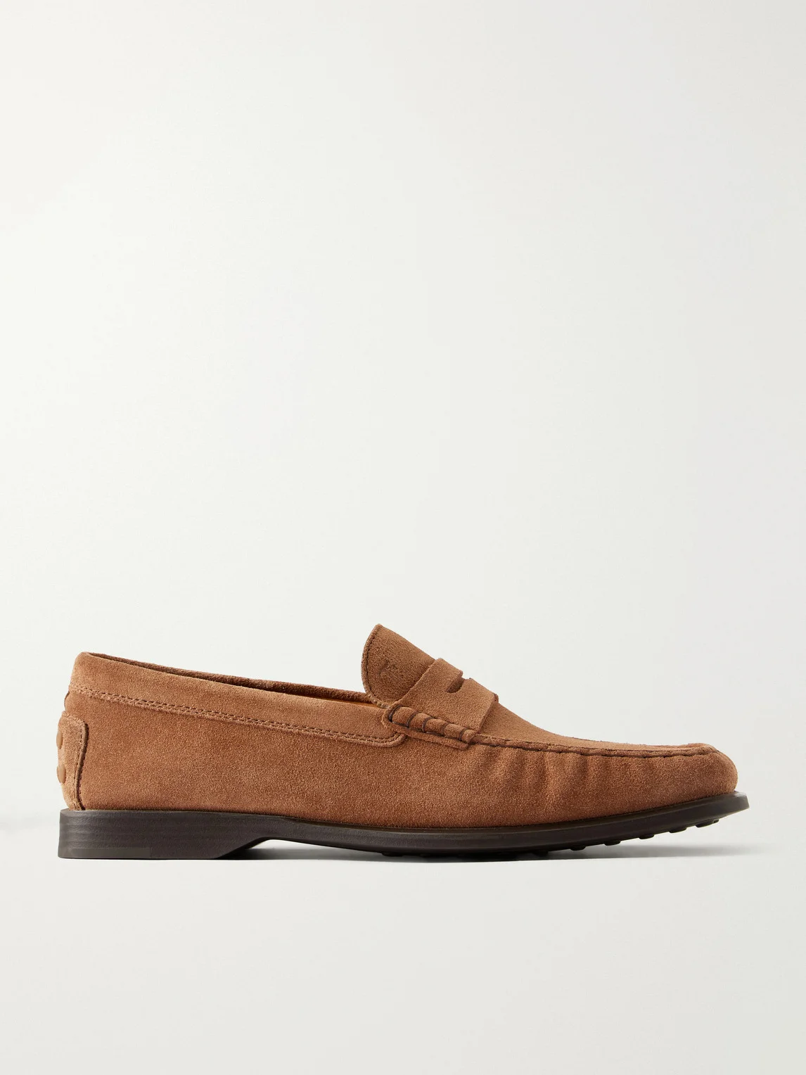 Gathered Suede Penny Loafers - 1