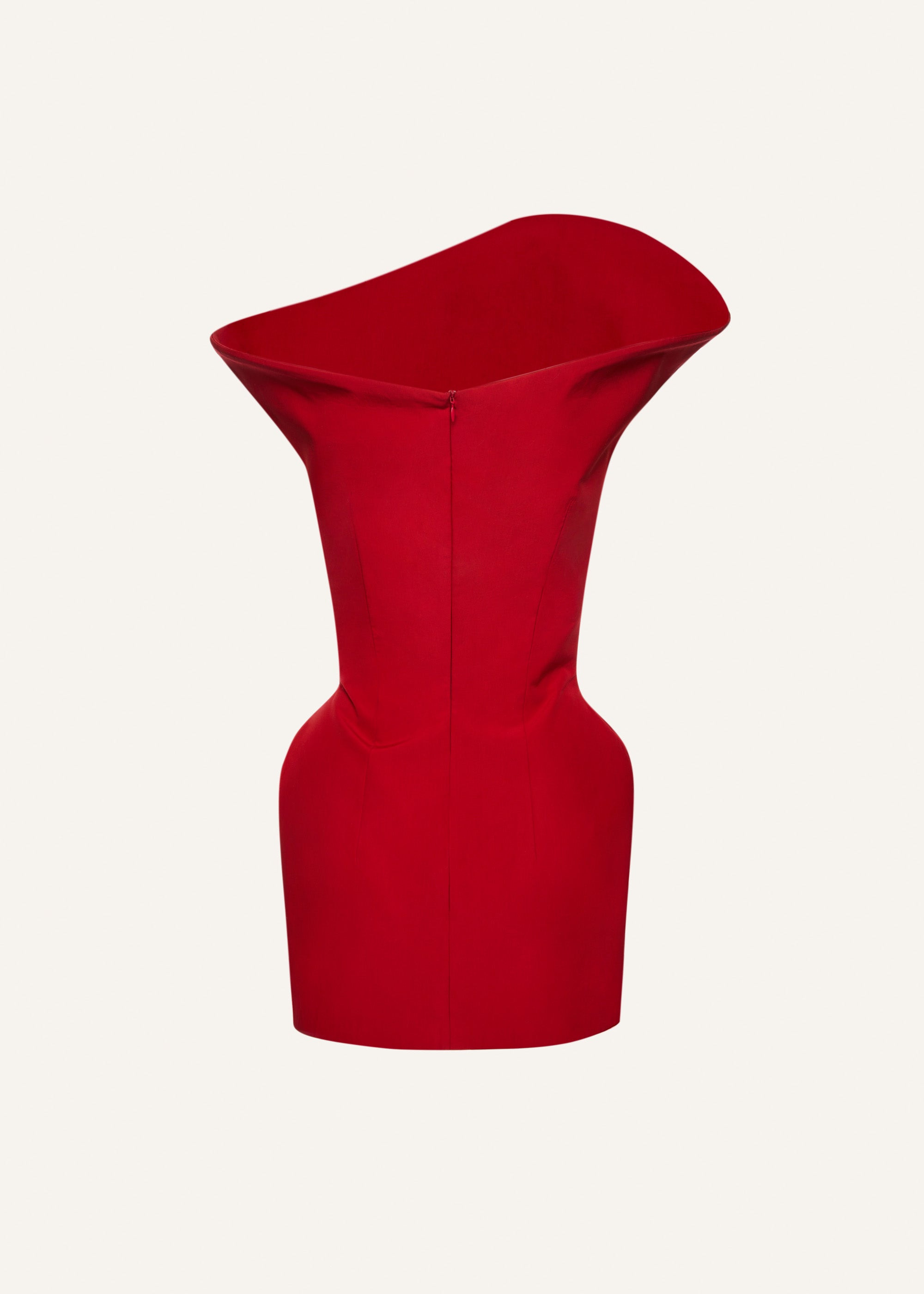 Sculpted cotton mini dress in red - 2