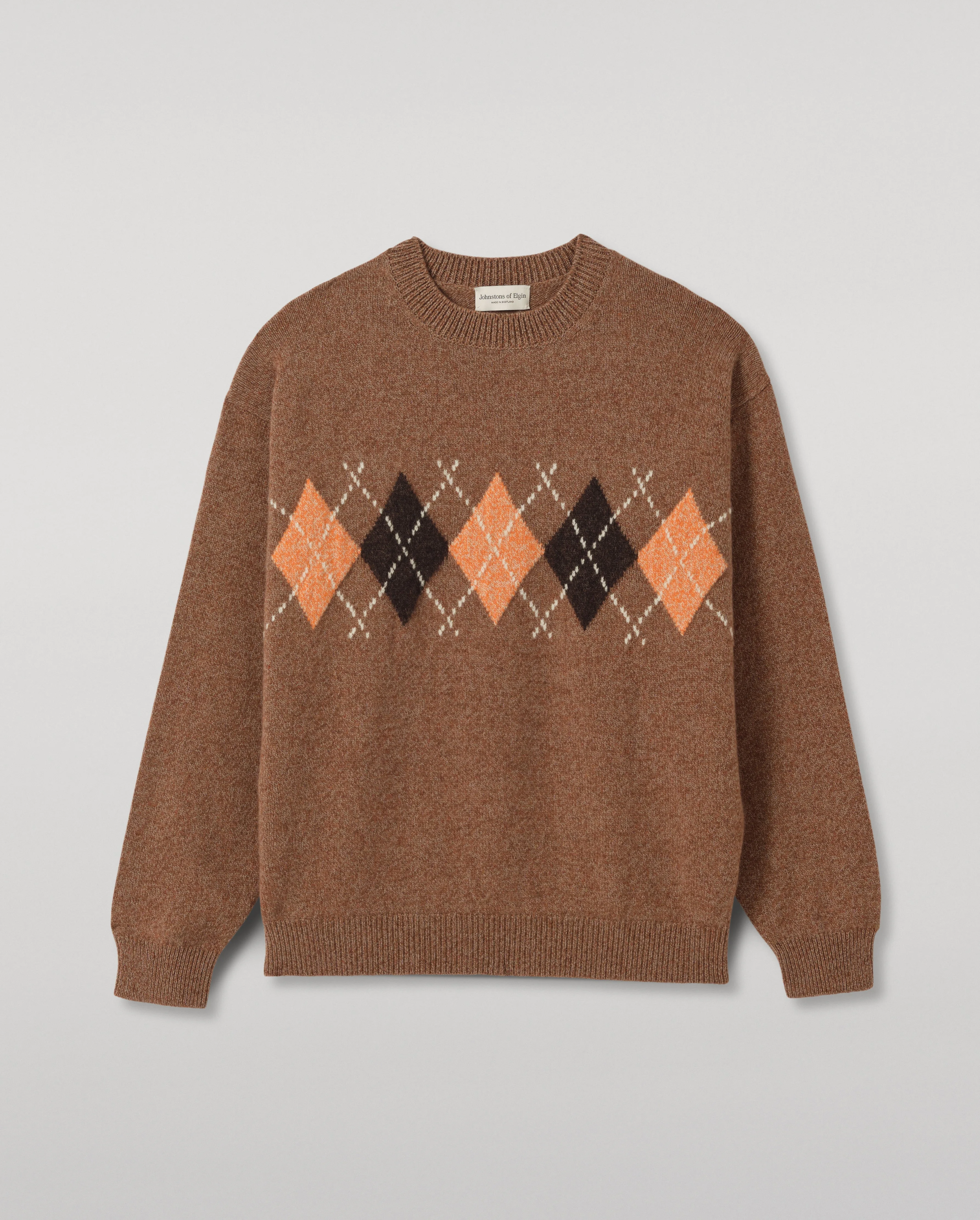 Rusky Brown Argyle Lambswool Jumper - 1