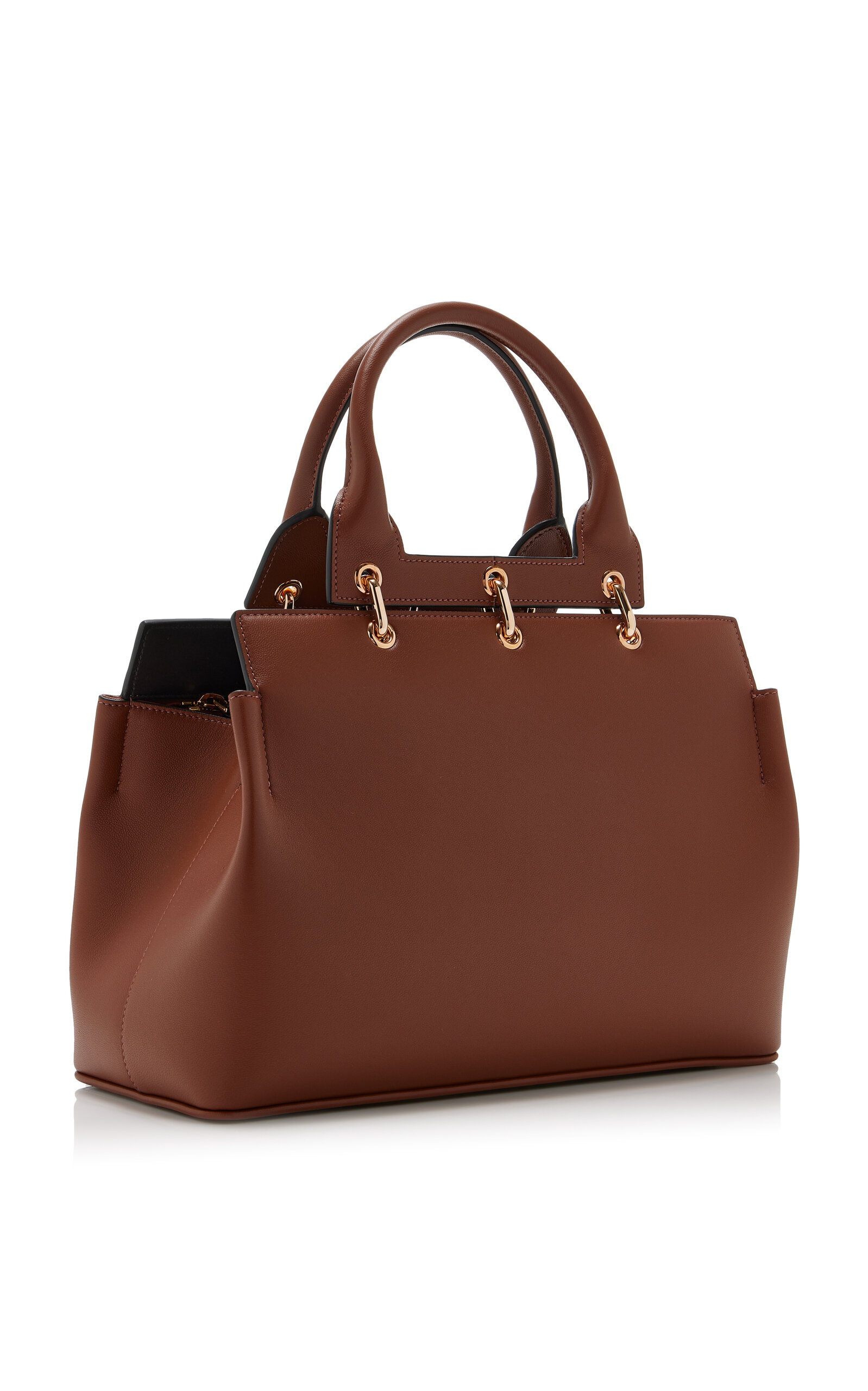 Amethyst Small Leather Tote Bag brown - 4