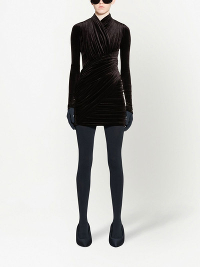 BALENCIAGA velvet long-sleeve mini dress outlook