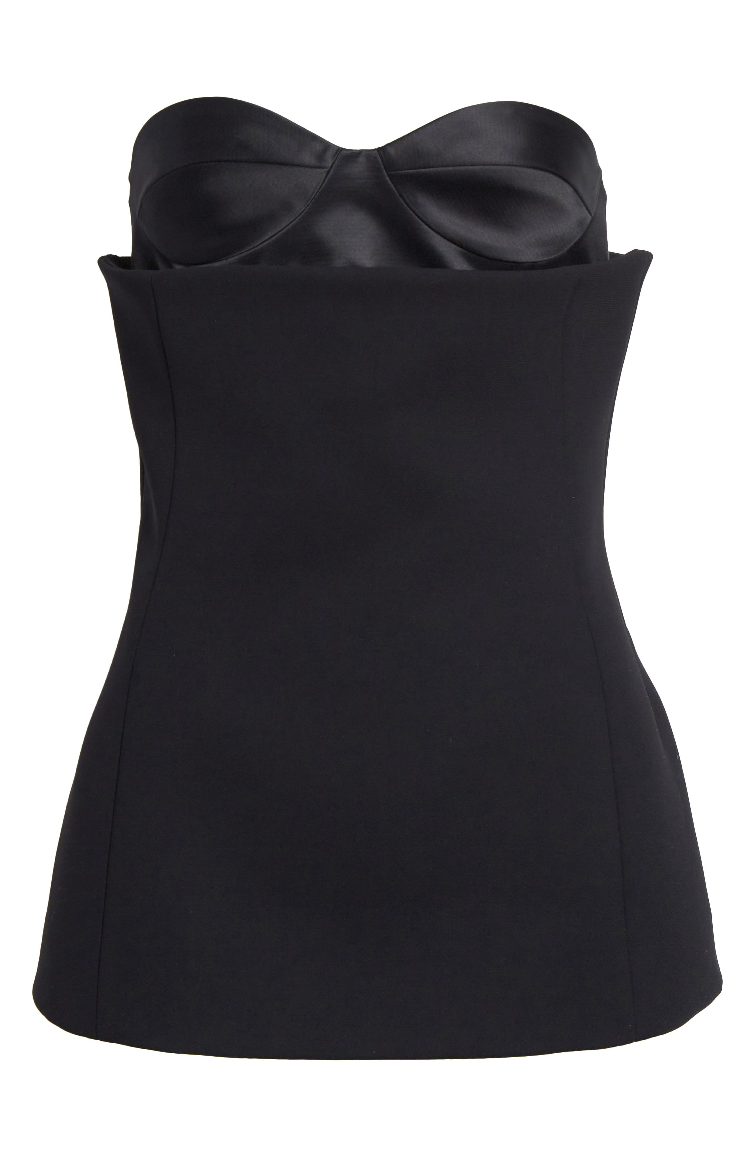 Khaite Ayla Strapless Satin Back Crepe Bustier Top in Black at Nordstrom - 5