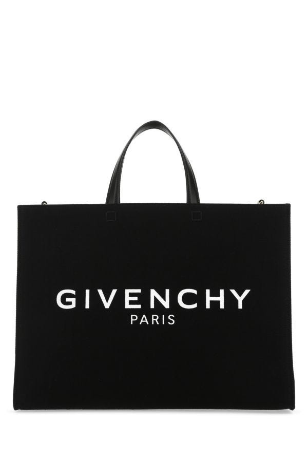 Black canvas medium G shopping bag - 1