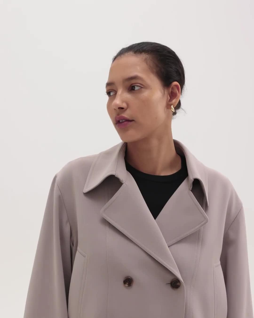 Double-Breasted Crop Trench in Admiral Crepe - 7