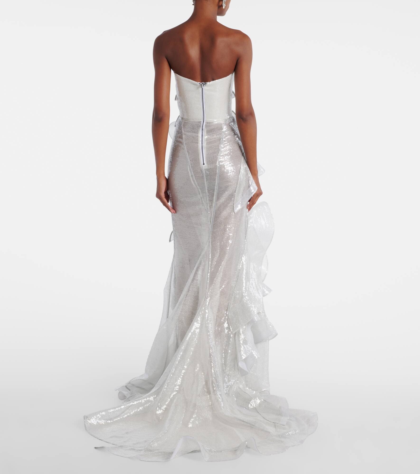 Refraction sequined ruffled gown - 3