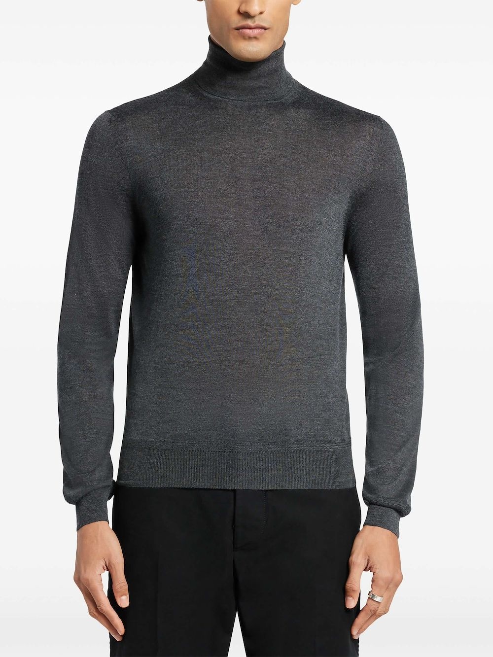 high-neck fine-knit jumper - 3