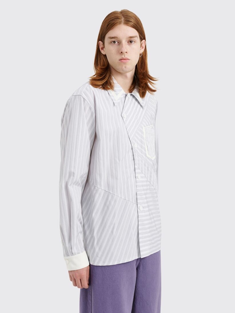 KIKO KOSTADINOV ASPASIA SHIRT TWILL LIGHT GREY STRIPES - 4