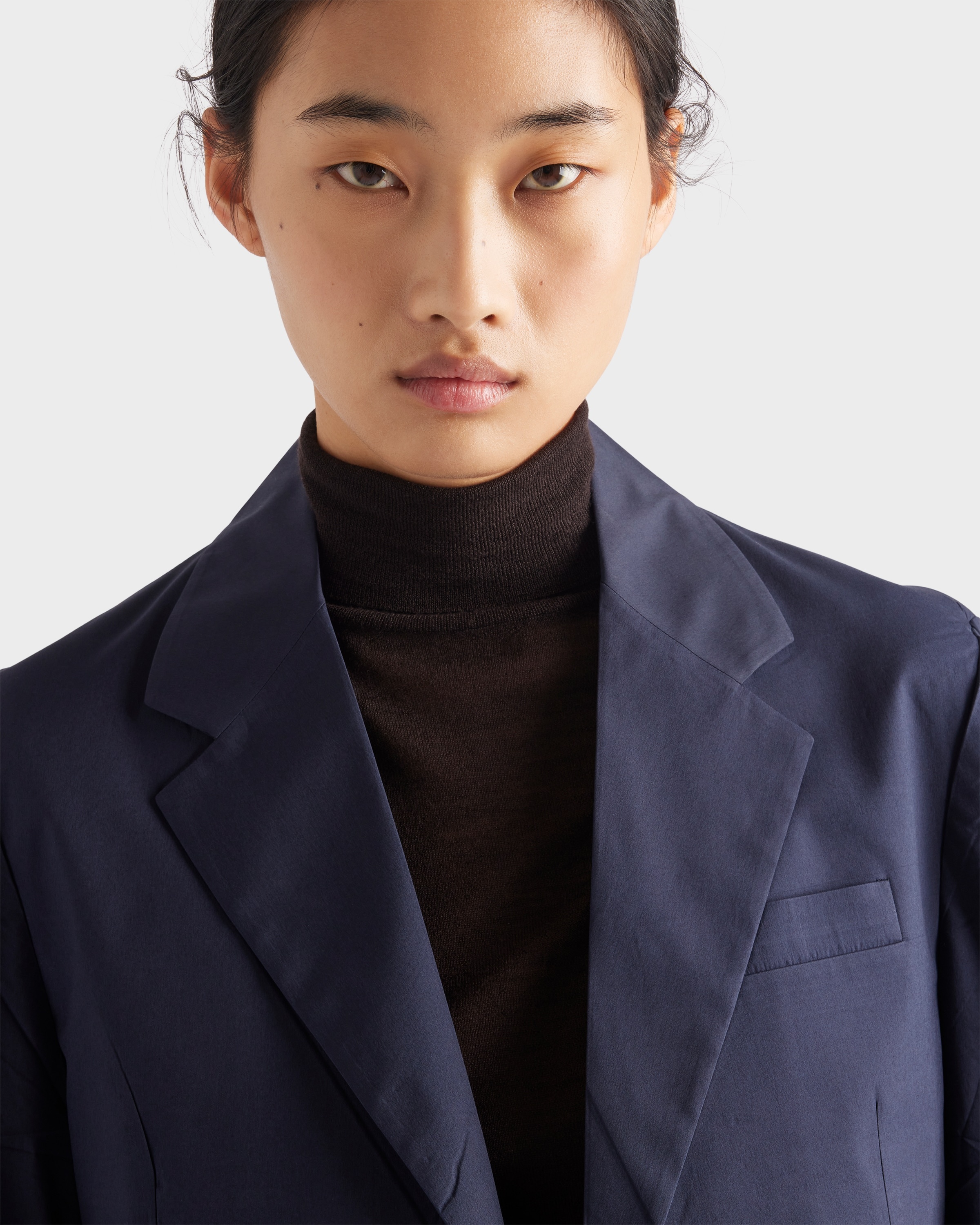 Single-breasted stretch poplin jacket - 3