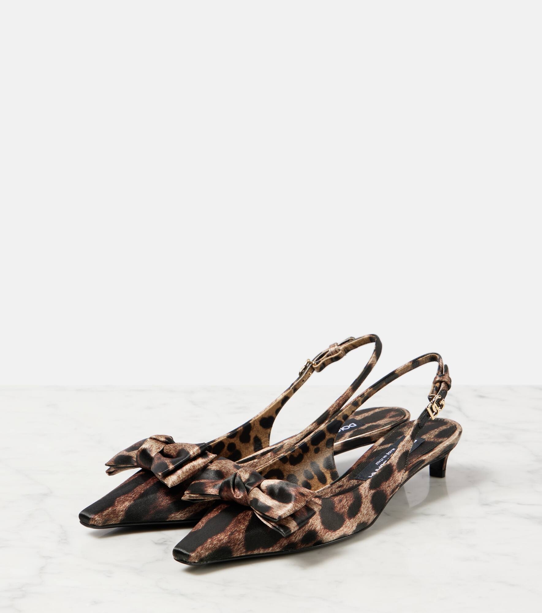 Leo 30 printed satin slingback pumps - 4