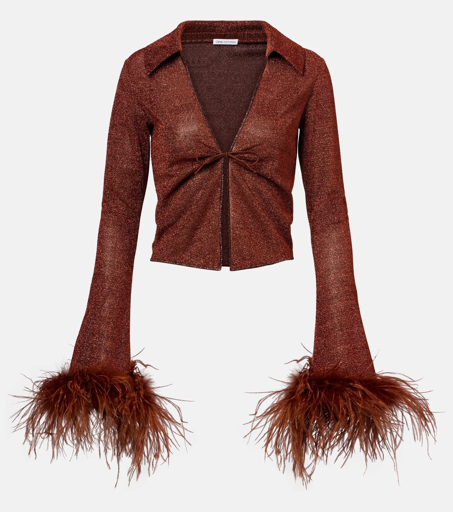 Lumière Plumage feather-trimmed blouse - 1