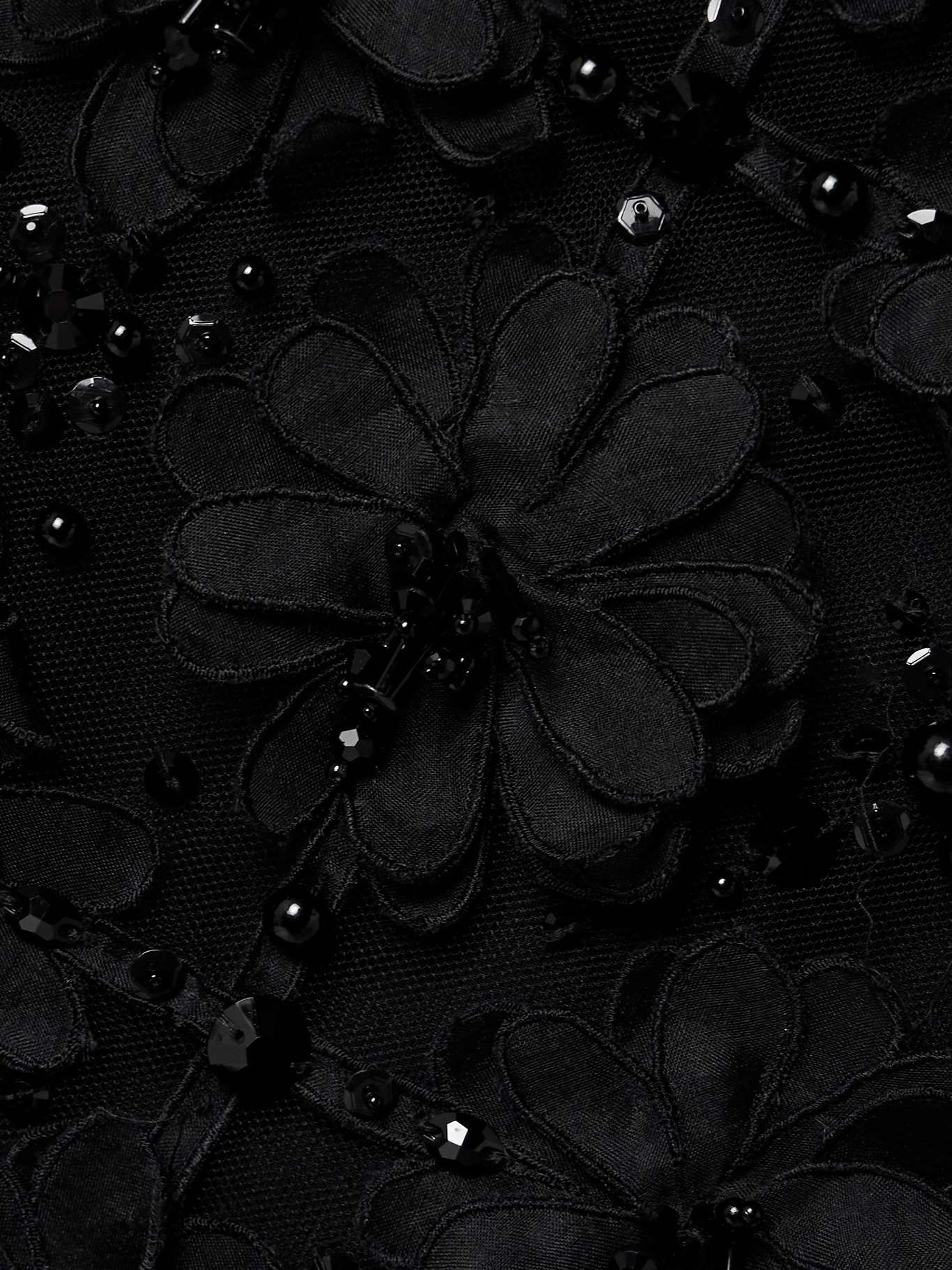 Appliquéd bead-embellished tulle maxi skirt Black - 5