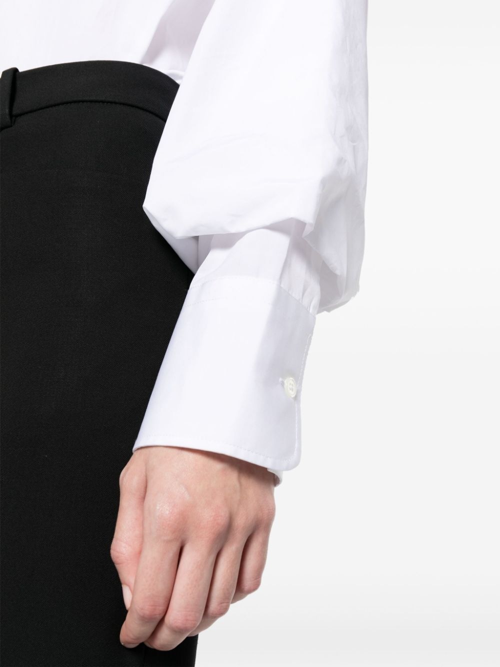 crinkled-sleeve cotton shirt - 5