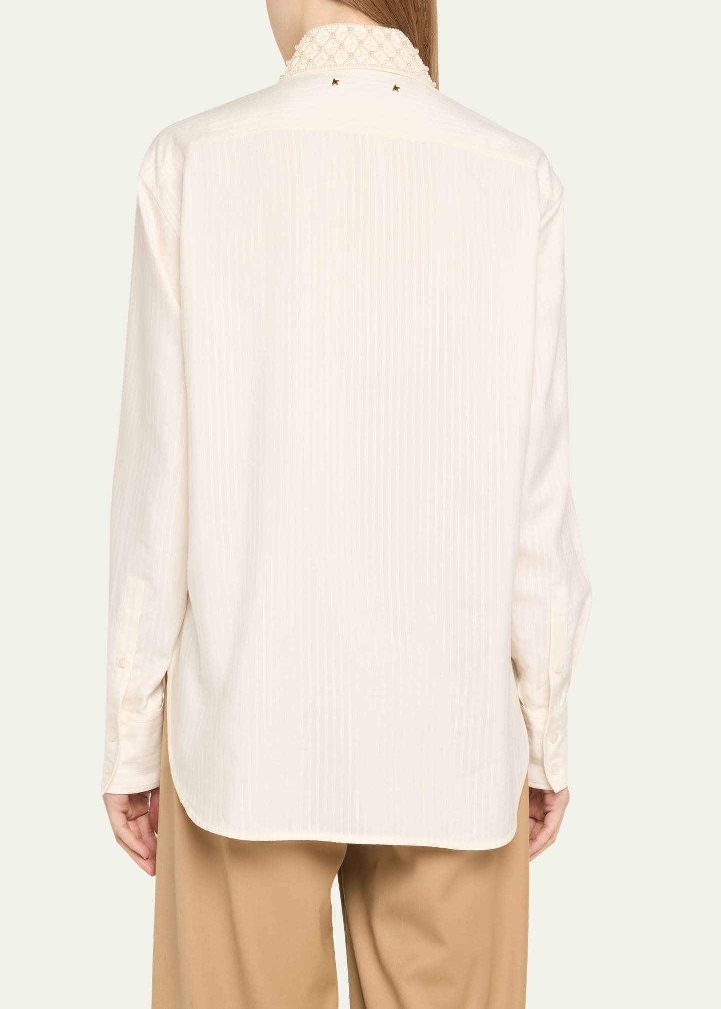 Journey Embellished Button-Front Boyfriend Shirt - 3