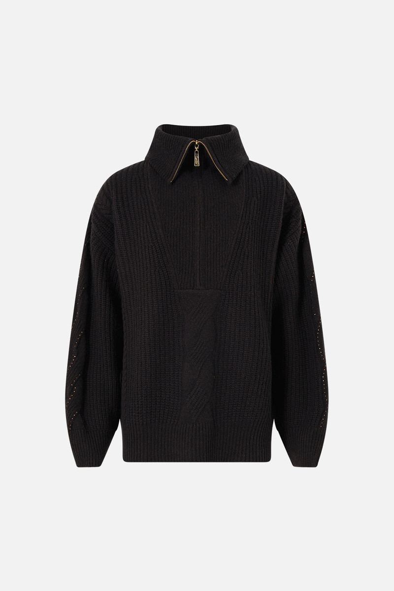 HALF ZIP KNIT SWEATER NIGHT GARDEN 1