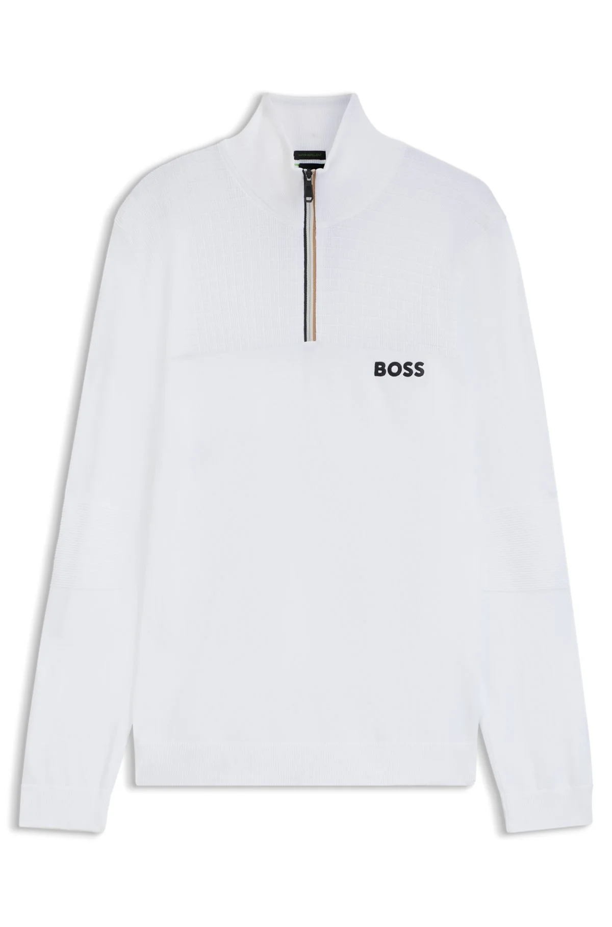 WATER-REPELLENT COTTON SWEATER WITH ZIP NECK - 1