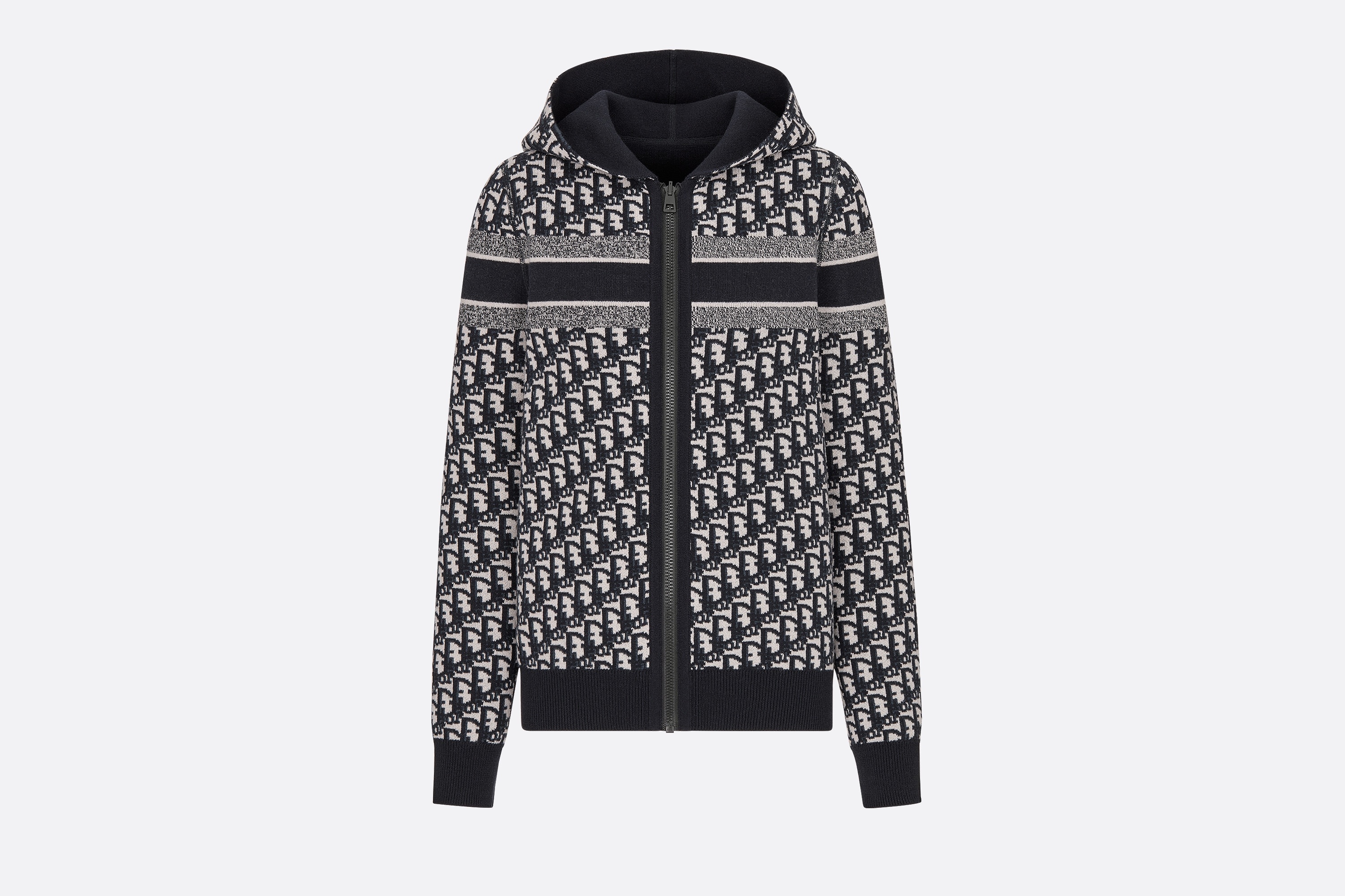 【DIOR】REVERSIBLE ZIP-UP HOODIE Reversible Zipped Cardigan with Hood Blue Cashmere-Blend