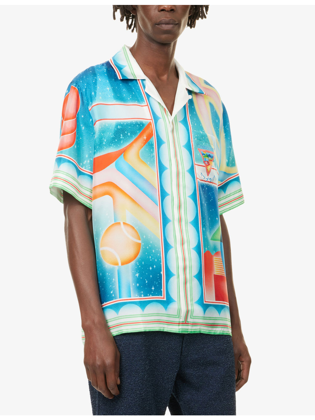 Cuban-Collar Logo Silk Shirt - 3