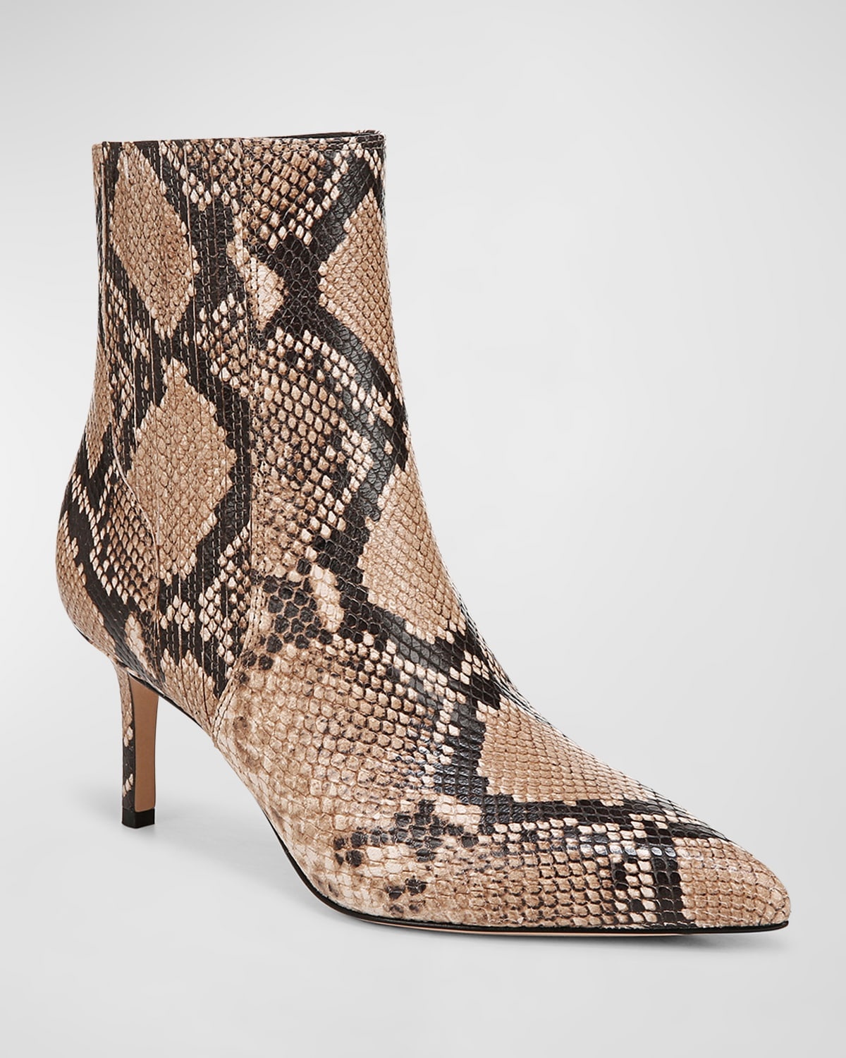 Lisa Snake-Embossed Stiletto Booties - 2