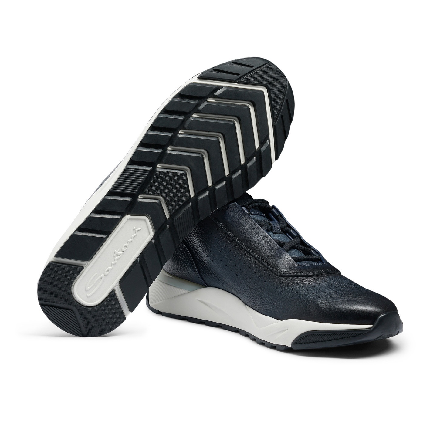 Men's blue leather sneaker - 4