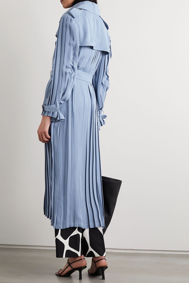 Pleated silk-crepe trench coat 4