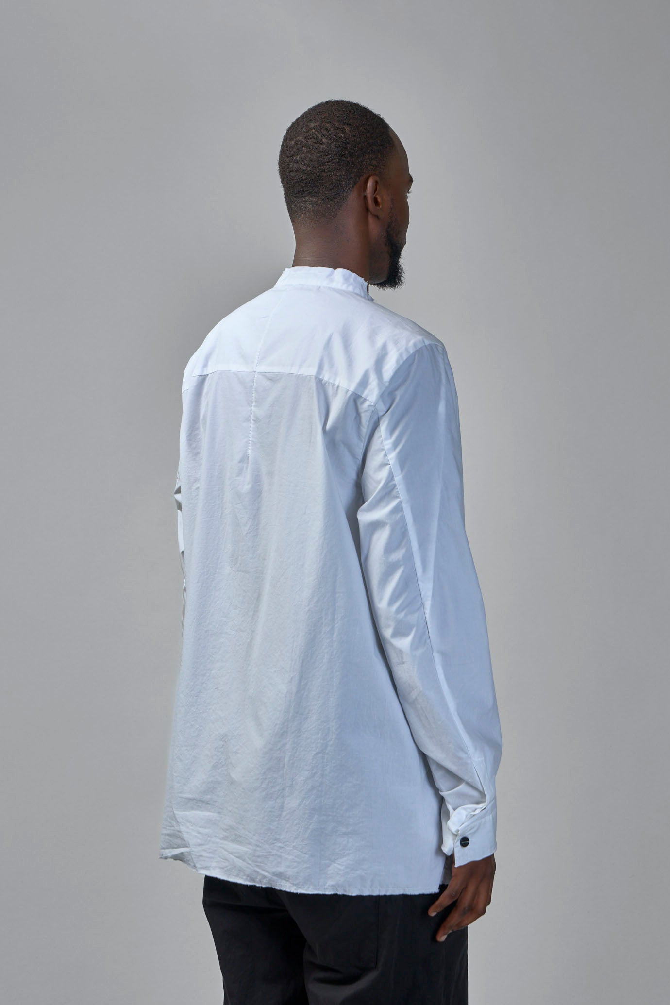 Long Cotton Shirt Stand Up Collar - 4
