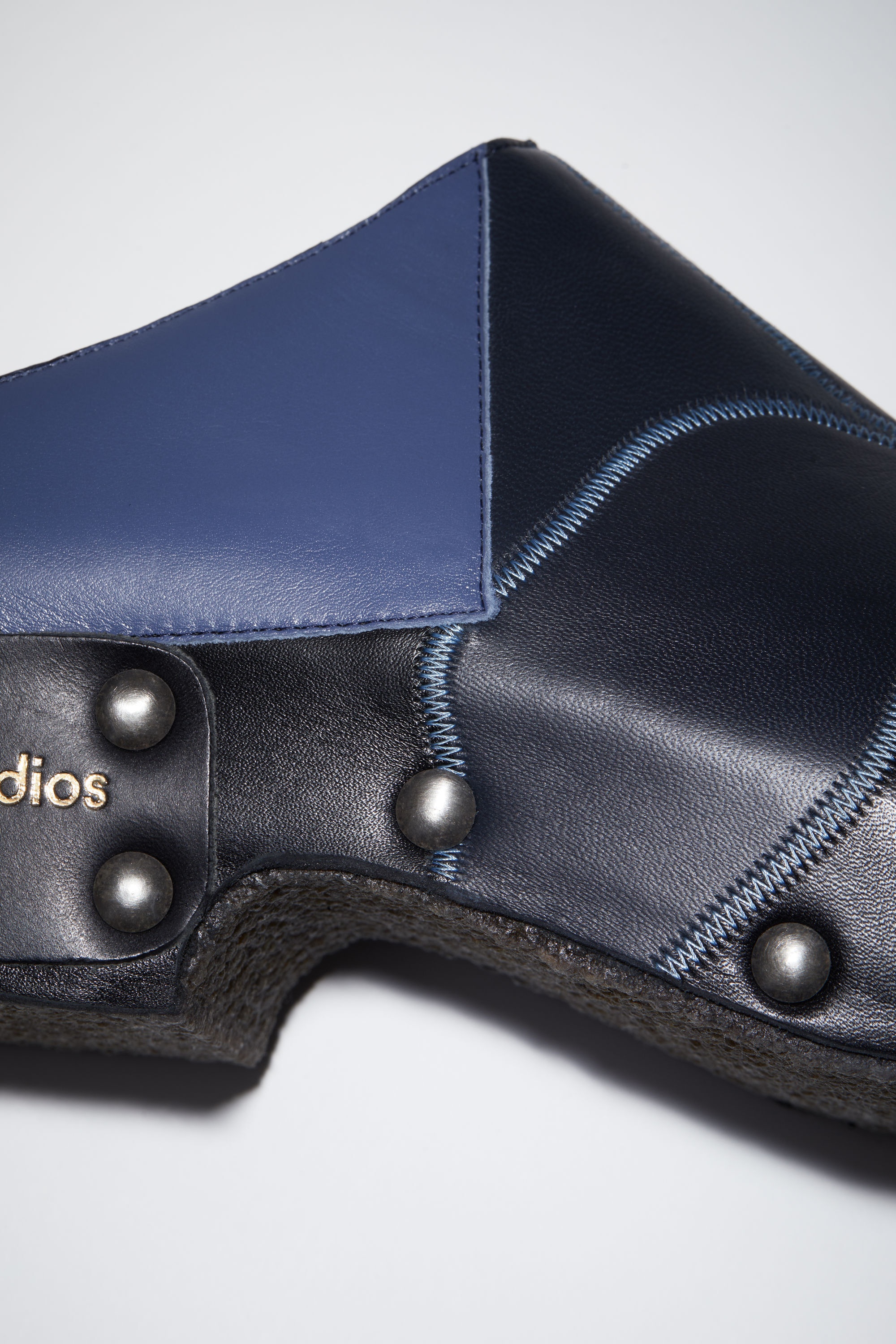 Studded patchwork mules - Multi blue - 6