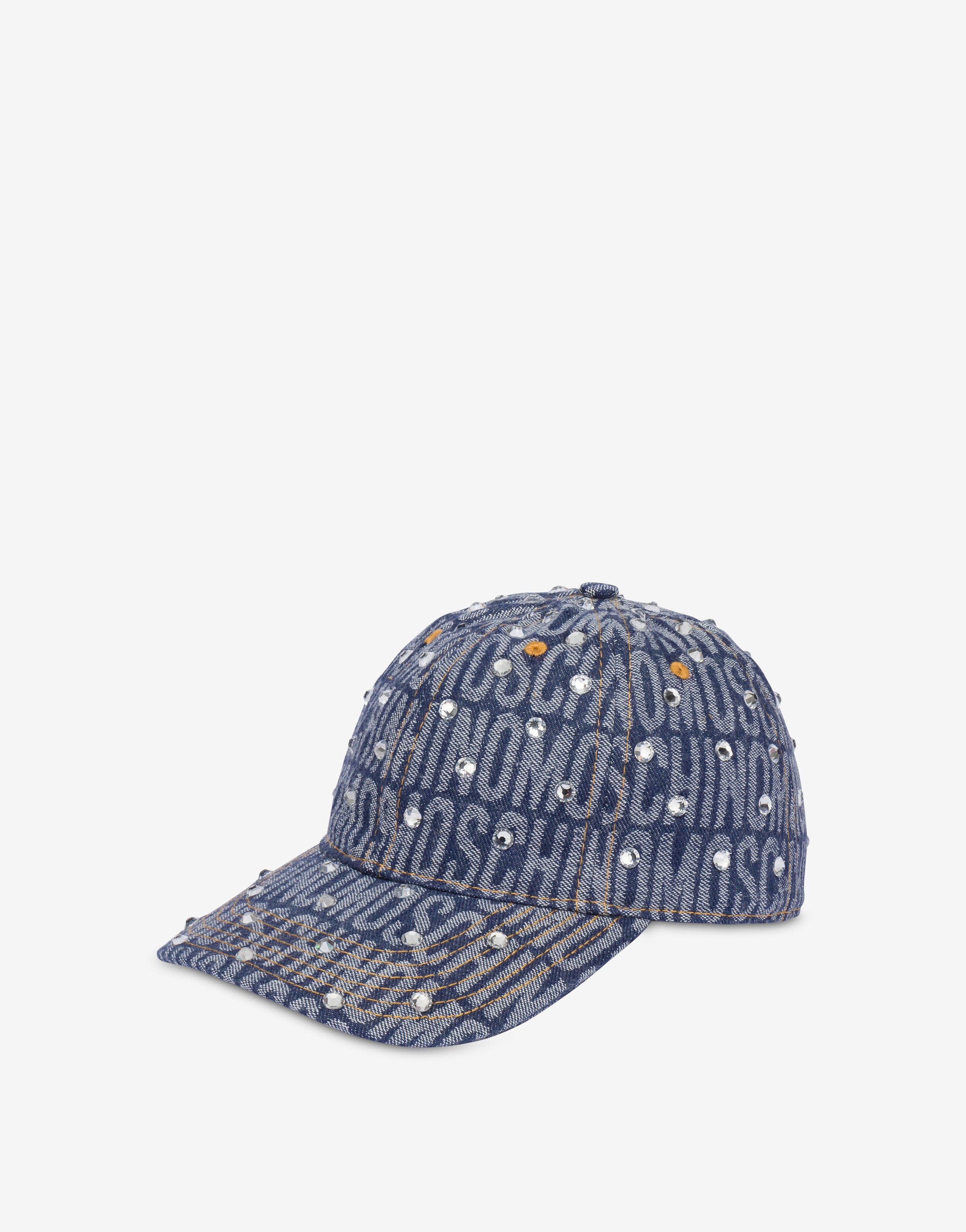 ALLOVER LOGO DENIM CAP WITH RHINESTONES - 3